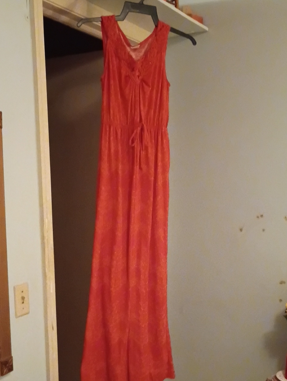 Faded Glory Orange Sleeveless Maxi Dress with Drawstring